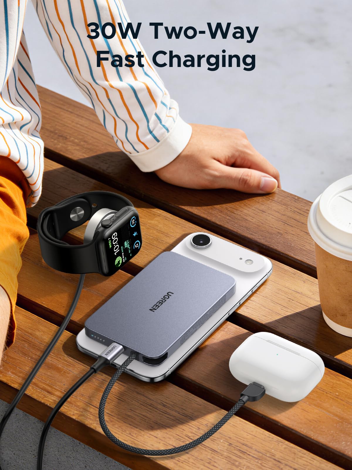 UGREEN MagFlow Air Magnetic Power Bank (10000mAh, Qi2 15W)