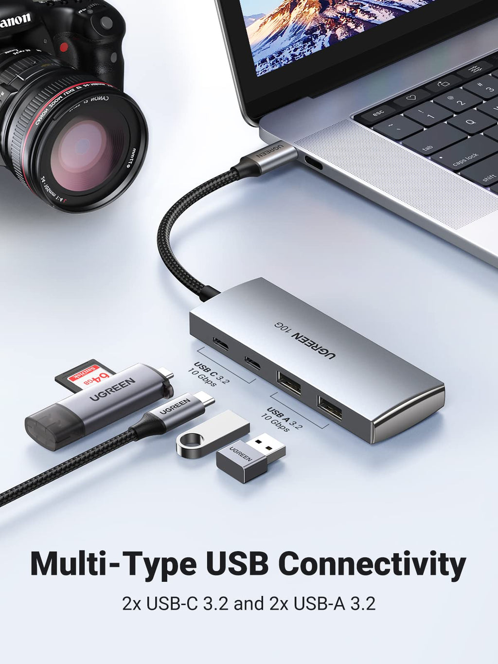 UGREEN USB-C Hub 4-Port USB 3.2 10Gbps Data Hub with 2 USB-C & 2 USB-A